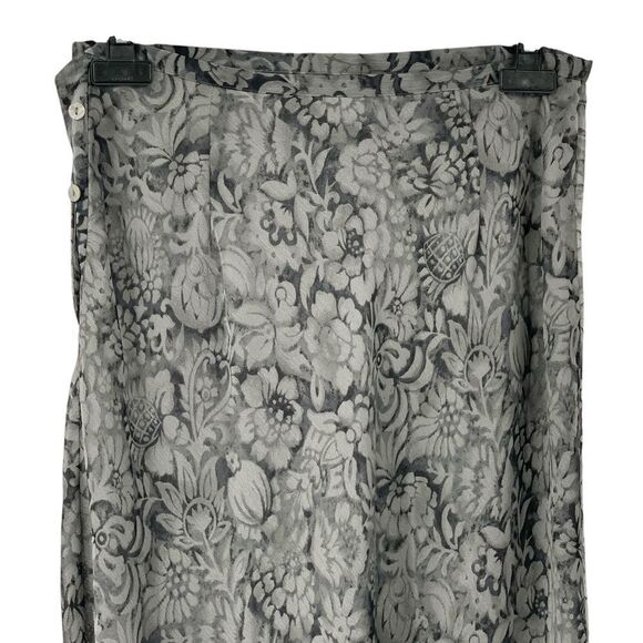 Limited Women's Lined Maxi Skirt Gray/Black Floral Side Buttons Flowy Size 10 - Picture 5 of 6